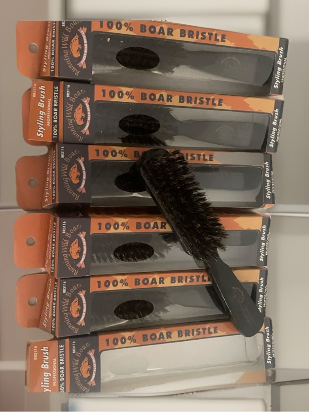 Lot of 6 Running Wild Boar Bristle Hairbrushes Professional Styling Brush NEW